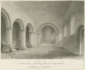 داخل كنيسة أرميتاج: رسم بني داكن ، 6 يوليو 1844 بواسطة جون باكلر