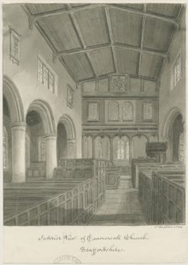 Interior of Caverswall Church: sepia drawing بواسطة جون باكلر