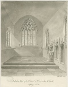 Interior of Cheddleton Church: sepia drawing بواسطة جون باكلر