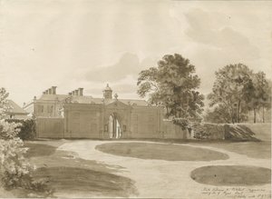 Patshull House: رسم غسيل بني داكن ، بدون تاريخ [1820] بواسطة جون باكلر