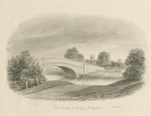 Rugeley Town - Bridge: رسم بني داكن ، 1842 بواسطة جون باكلر