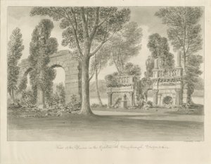 Shugborough - أطلال في الحديقة: رسم بني داكن بواسطة جون باكلر