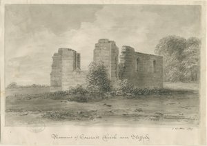 ستافورد - كنيسة كريسويل: رسم بني داكن ، 1837 بواسطة جون باكلر