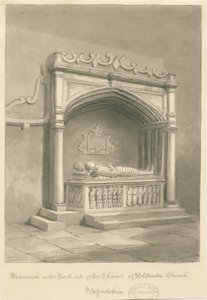 Wolstanton Church - Monument: sepia wash drawing بواسطة جون باكلر