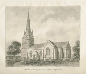 كنيسة Wombourne: رسم بني داكن ، 1845 بواسطة جون باكلر