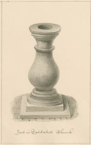 Worcestershire - Droitwich - Dodderhill Church الخط: رسم بني داكن ، 1833 بواسطة جون باكلر