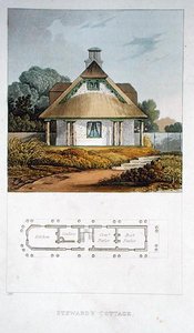 Steward's Cottage ، من "مستودع الفنون" لأكرمان ، نُشر عام 1818 (لون ليثو) بواسطة جون بوناروتي بابوورث