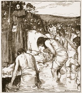 المعمودية في تارا ، صورة من "كنيسة إنجلترا: تاريخ للشعب" بقلم HDM Spence-Jones ، حانة. ج .1910 (صورة بني داكن) بواسطة جون بيام ليستون شو