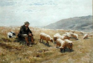 راعي على ساوث داونز ، حوالي عام 1900 (ألوان مائية على ورق) بواسطة جون تشارلز دولمان