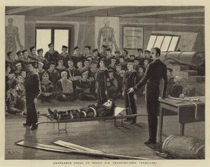 تدريب سيارة إسعاف على متن السفينة HM Training-Ship Exmouth بواسطة John Charles Dollman