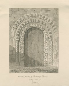 كنيسة أرميتاج - المدخل الجنوبي: رسم بني داكن ، 1823 بواسطة جون شيسيل بكلر
