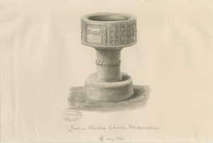 الخط في كنيسة Checkley: رسم بني داكن ، 1841 بواسطة جون شيسيل بكلر