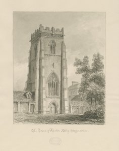 Ranton Abbey [Priory] - The Tower: sepia drawing بواسطة جون شيسيل بكلر