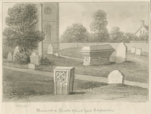 Rocester Church - Monuments and Church-yard: sepia drawing بواسطة جون شيسيل بكلر