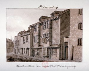 منظر لمنزل Three Tuns العام في شارع Jacob ، Bermondsey ، لندن ، 1828 بواسطة جون شيسيل بكلر