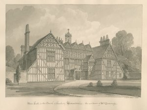 Worcestershire - Hanbury - Meer Hall: sepia drawing بواسطة جون شيسيل بكلر
