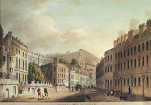 مباني أكسفورد وباراغون من "باث ، مصورة بسلسلة من المشاهدات" ، نقشها إي هيل ، 1806 (أكواتينت) بواسطة جون كلود ناتس