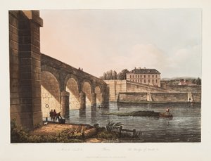 باريس ، جسر نويلي ، رسم توضيحي من فرساي ، باريس وسانت دينيس ، حانة. 1807 (أكواتينت) بواسطة جون كلود ناتس