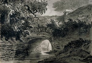 منظر لجزء من نظام صرف Serpentine في هايد بارك ، لندن ، c1817 بواسطة جون كلود ناتس