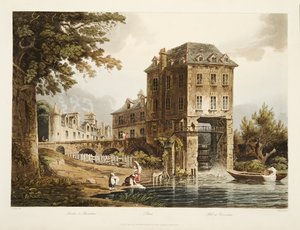مطحنة في شارنتون ، رسم توضيحي من فرساي وباريس وسانت دينيس ، حانة. 1807 (أكواتينت) بواسطة جون كلود بعد ناتس
