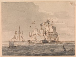 رجال الحرب قبالة الساحل بواسطة John Cleveley the Younger