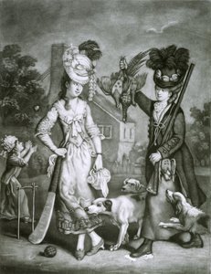 Miss Wicket and Miss Trigger، 1778 (mezzotint)