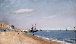 شاطئ برايتون مع كوليرز ، 1824 (زيت على ورق)