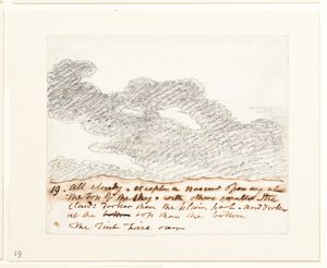 دراسة عن السحب (بعد "نقوش السماء" لألكسندر كوزنز)، حوالي 1822-1823 (جرافيت على ورق) بواسطة جون كونستابل