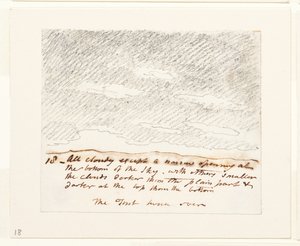 دراسة عن السحب (بعد "نقوش السماء" لألكسندر كوزنز)، حوالي 1822-1823 (جرافيت على ورق) بواسطة جون كونستابل