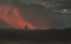 حريق في لندن ، شوهد من هامبستيد ، 16 أكتوبر 1834 ، كما رأينا من هامبستيد ، كاليفورنيا. 1826. بواسطة جون كونستابل