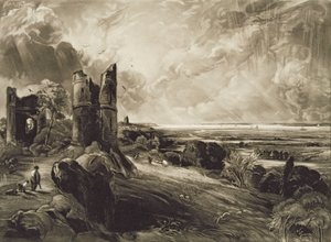 قلعة هادلي ، محفورة من قبل ديفيد لوكاس (1802-81) ج .1832 (mezzotint مع النقش) بواسطة جون كونستابل