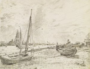 الشحن على نهر التايمز ، c1818 (الجرافيت على الورق) بواسطة جون كونستابل