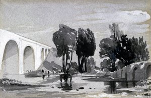 Blythe Viaduct، Hampton-in-Arden، c.1838 (قلم وحبر وغسل على ورق) بواسطة جون كوك بورن