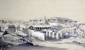 بناء بيت المحرك الثابت ، مدينة كامدن ، 26 أبريل 1837 (قلم وحبر وغسل على ورق) بواسطة جون كوك بورن