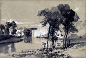 جسر القناة ، بيتستون ، باكينجهامشير ، أكتوبر 1837 (قلم وحبر وغسل على ورق)