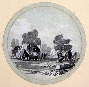 تنظيف ، سكة حديد لندن وبرمنغهام ، 1838 (قلم وحبر وغسل على ورق) بواسطة جون كوك بورن