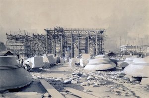 بناء قوس يوستن ، أكتوبر 1837 (قلم وحبر وغسل على ورق) بواسطة جون كوك بورن