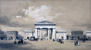 قوس يوستن ، أبريل 1838 (قلم وحبر وغسل على ورق) بواسطة جون كوك بورن