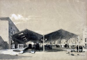محطة يوستن الداخلية ، مايو 1837 (قلم وحبر وغسل على ورق) بواسطة جون كوك بورن
