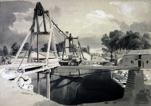 عمود تهوية رائع وأغطية رأس ، نفق كيلسبي ، 15 يوليو 1837 (قلم وحبر وغسل على ورق) بواسطة جون كوك بورن