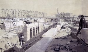 Mornington Crescent - خط قيد الإنشاء ، سبتمبر 1836 (قلم وحبر وغسل على ورق) بواسطة جون كوك بورن