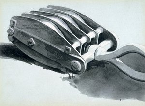 البكرة المستخدمة في بناء السكك الحديدية ، 1833-1838 (قلم وحبر وغسل على ورق) بواسطة جون كوك بورن