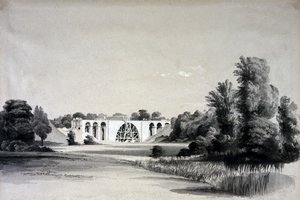 جسر Sowe ، بالقرب من Binley ، ٢ يوليو ١٨٣٧ (قلم وحبر وغسل على ورق) بواسطة جون كوك بورن