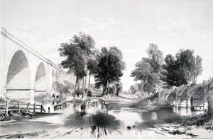 الجسر فوق نهر بليث ، لندن وسكة حديد برمنغهام ، 1839 بواسطة جون كوك بورن