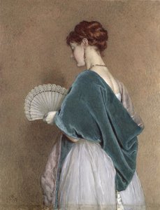 امرأة مع مروحة ، 1871 (قلم رصاص ومرحاض على ورق)