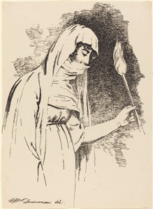 امرأة شرقية تحمل شعلة