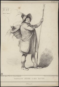 بارنابي رودج وغرابته ، رسم توضيحي من "بارنابي رودج" بقلم تشارلز ديكنز ، 1841 بواسطة جون دويل
