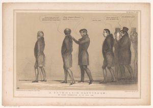 التقى سبوتبرنت ويليام سميث أوبراين استشهاد بروماجيم. أو الاضطهاد السكسوني في عام 1846 (العنوان على الشيء) اسكتشات HB (عنوان السلسلة على الكائن) بواسطة جون دويل