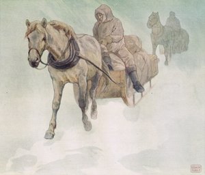 مزلقة مرسوم عليها حصان ، رسم توضيحي من "Helpers Without Hands" بقلم غلاديس ديفيدسون ، نُشر عام 1919 (ليثو ملون) بواسطة جون إدوين نوبل