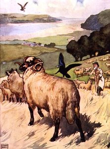 النسر والغراب من "أساطير إيسوب" ، حانة. بواسطة رافائيل تاك وأولاده المحدودة ، لندن (رسم توضيحي لكتاب) بواسطة جون إدوين نوبل